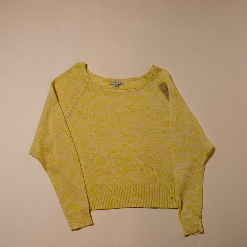 NWT American Eagle Lime Green & White Marbled Knit Sweater